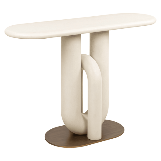 Mayia Cream & Gold Sculptural Console Table Furniture