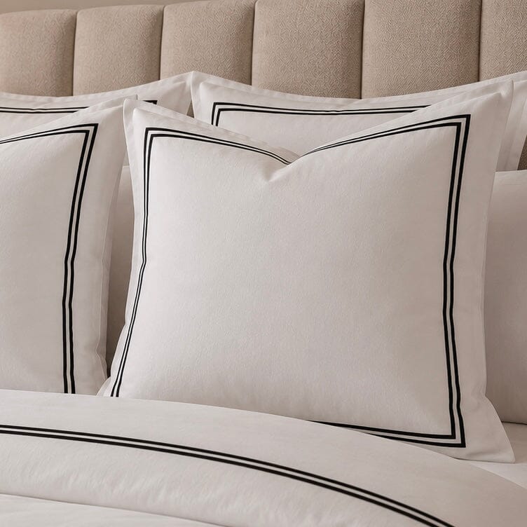 Meghan Black Embroidered Double Stitch Detail Large Cushion Cover - 60x60cm Textiles