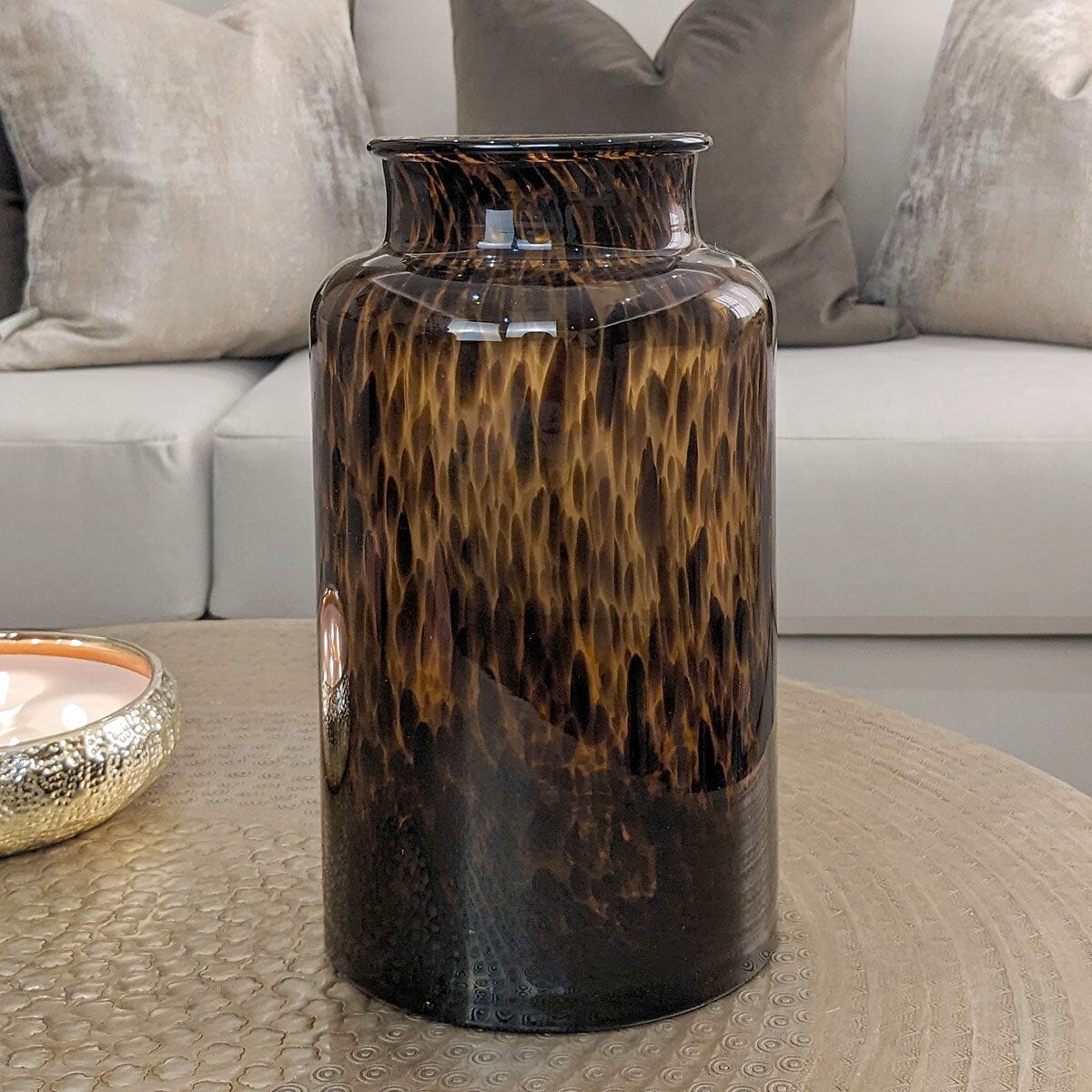 Melanie Amber Speckled Glass Decorative Vase Accessories
