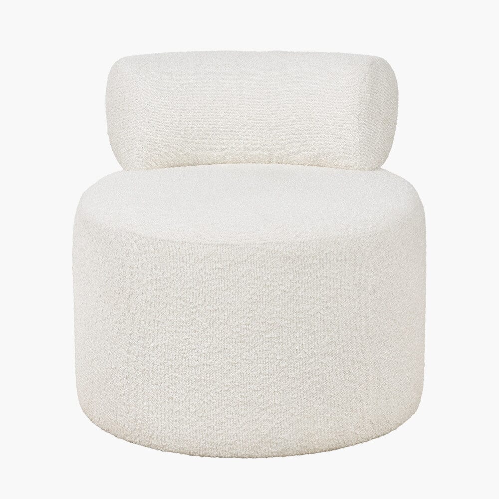 Meridian White Boucle Curved Accent Chair Furniture