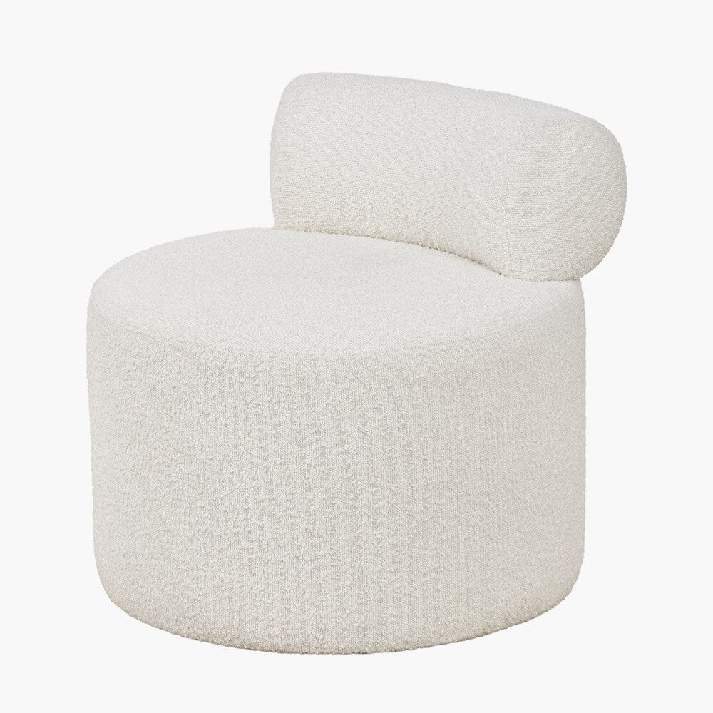 Meridian White Boucle Curved Accent Chair Furniture