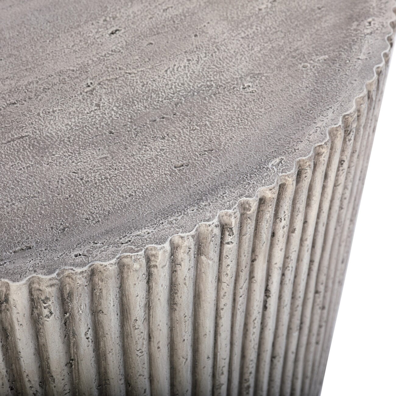 Mikono Natural Ribbed Stone Effect Round Coffee Table Furniture