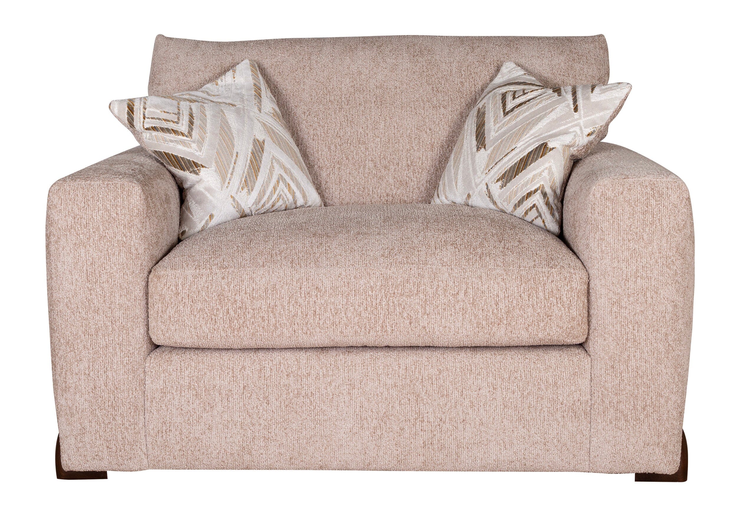 Mila Taupe Soft Textured Love Seat with Gold Feet Sofa