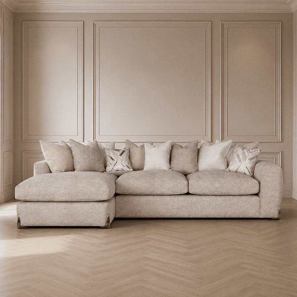 Mila Taupe Soft Textured Sofa Range with Gold Feet Sofa