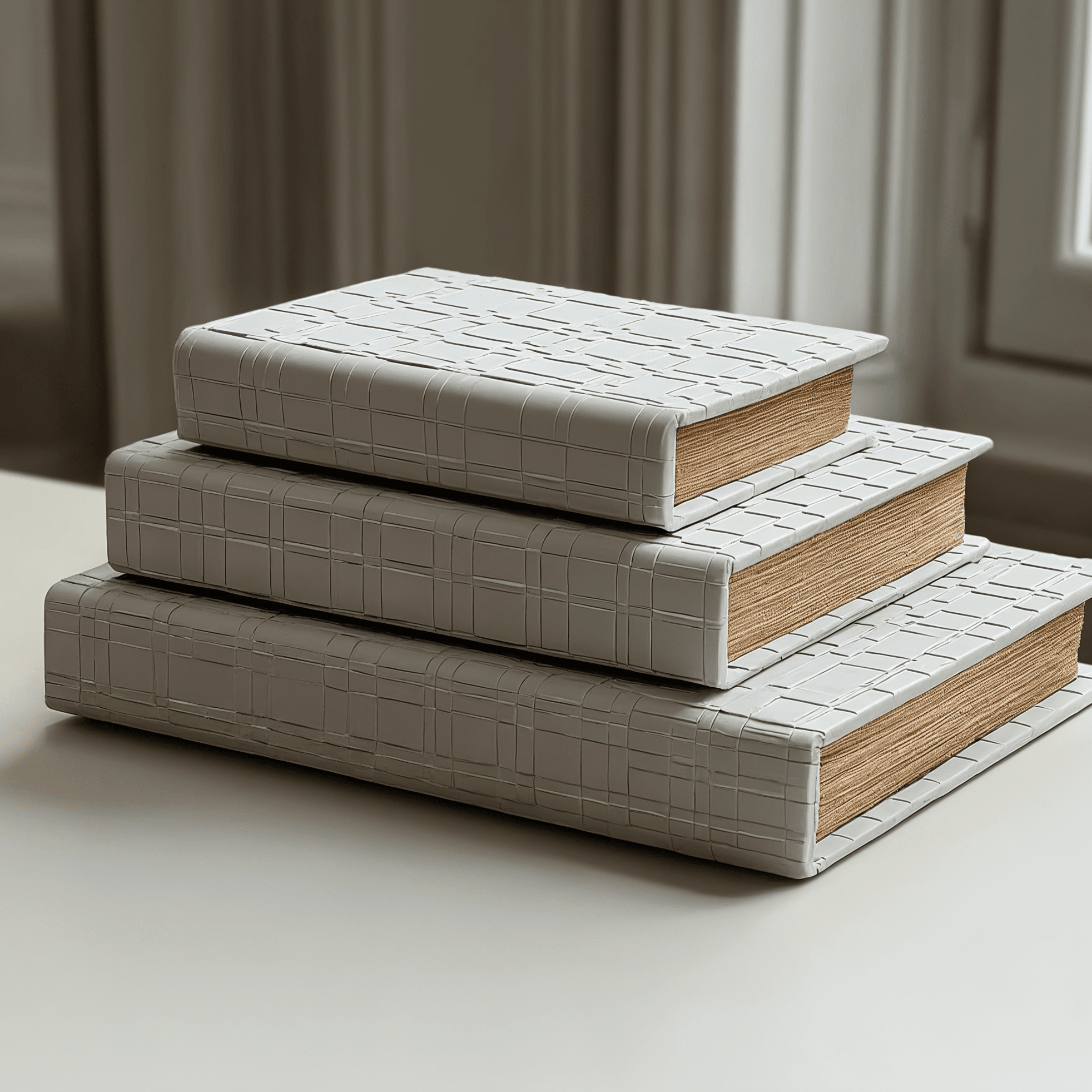 Milano Neutral Textured PU Book Boxes - Set of 3 Accessories