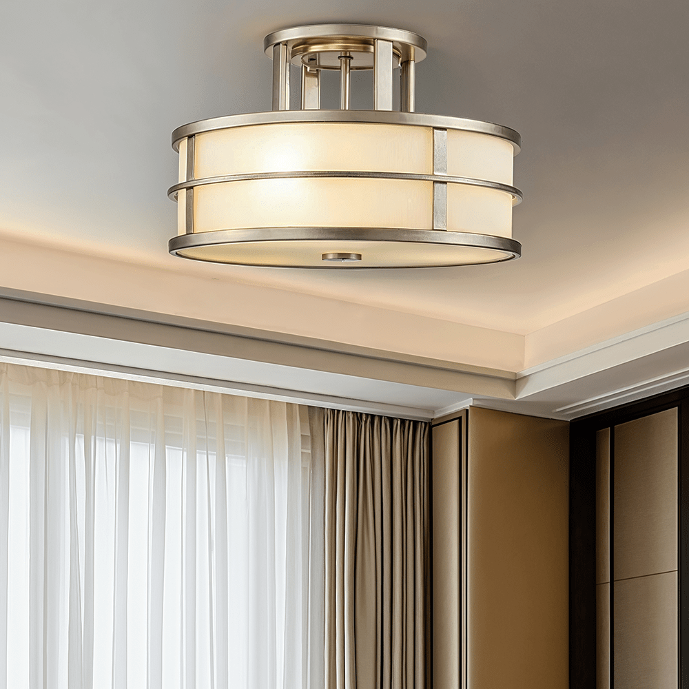 Millie Painted Brass 3 Light Semi-Flush Ceiling Light Lighting