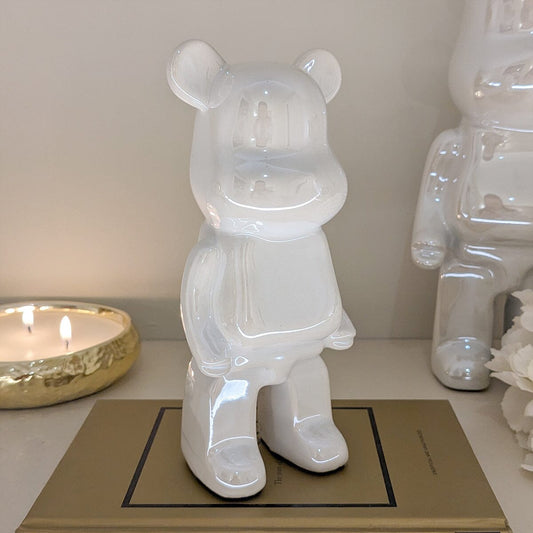 Mini Cream Pearlescent Standing Bear Ornament Accessories