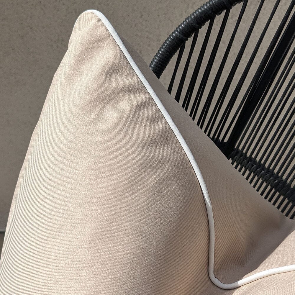 Mink Outdoor Cushion Cover with Cream Piping - 43x43cm Outdoor