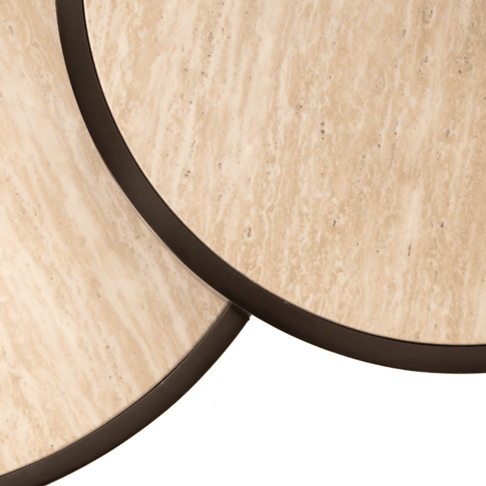 Misella Bronze Nested Coffee Tables with Faux Travertine Top Furniture