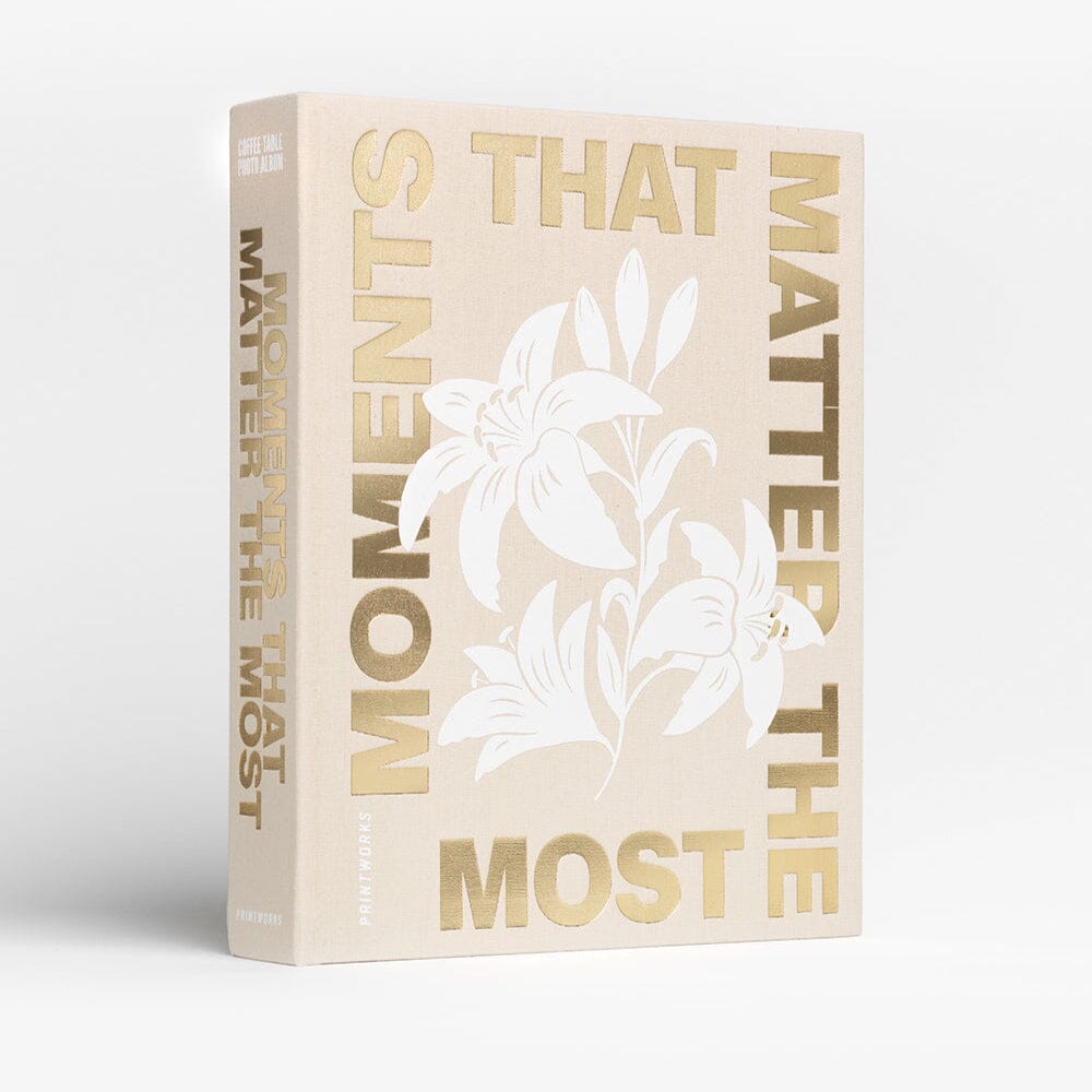 'Moments that Matter the Most' Beige & Gold Luxury Photo Album Accessories