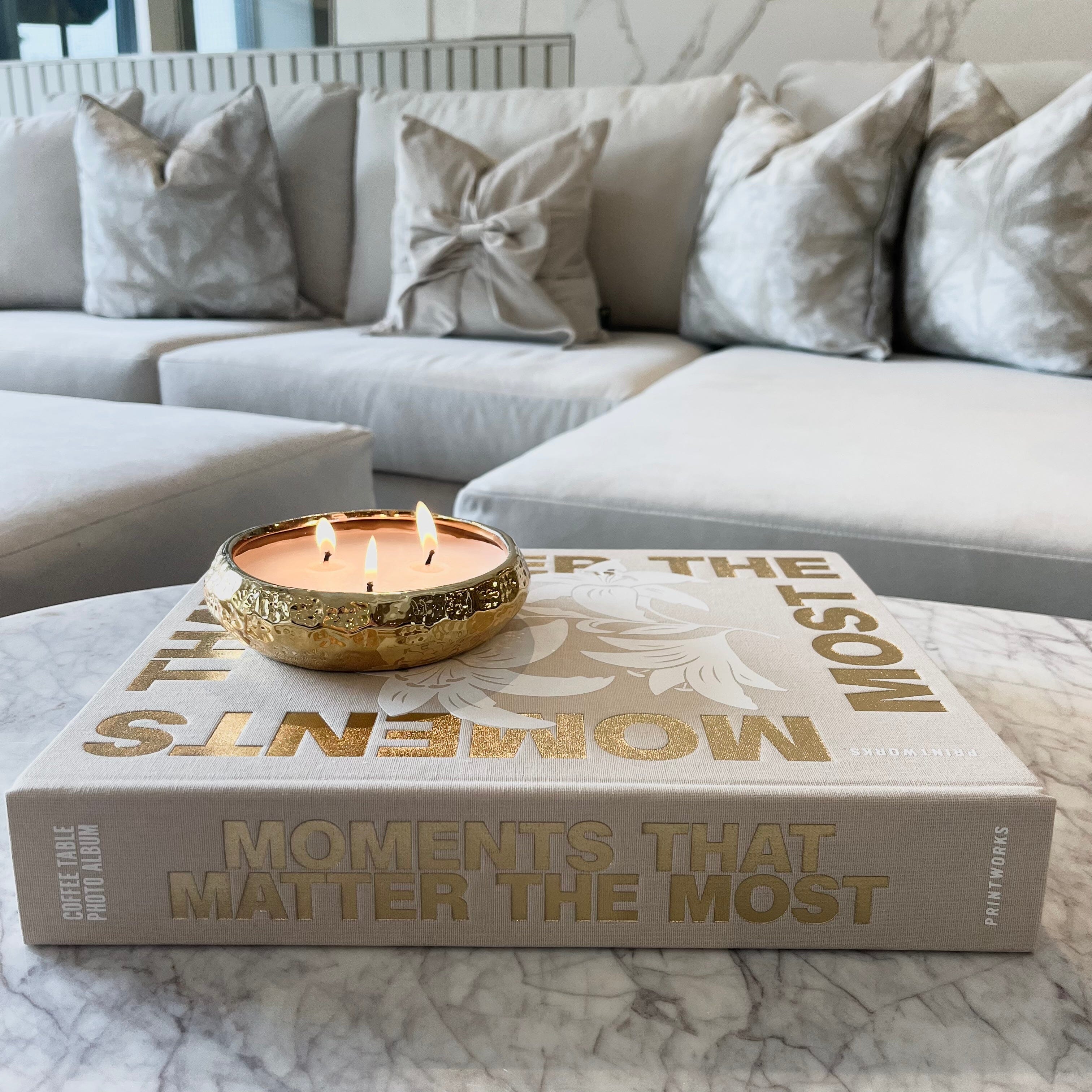 'Moments that Matter the Most' Beige & Gold Luxury Photo Album Accessories