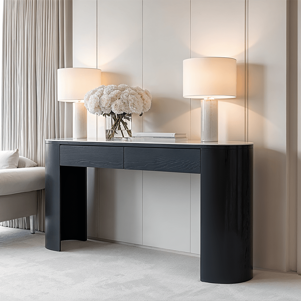 Monroe Black Console Table with Marble Top Furniture