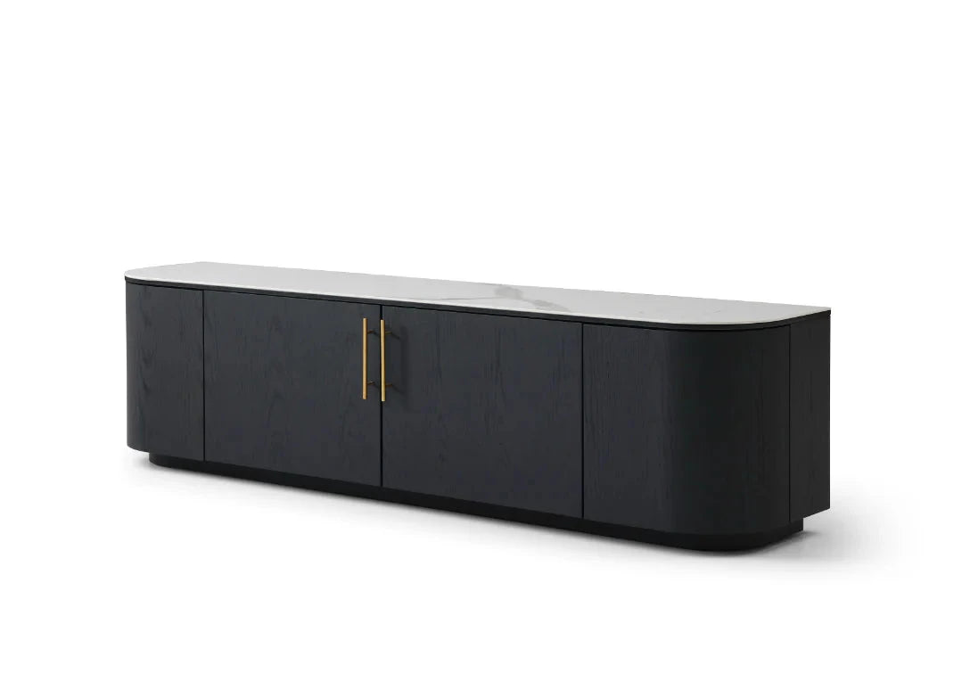 Monroe Black Media unit with Marble Top Furniture
