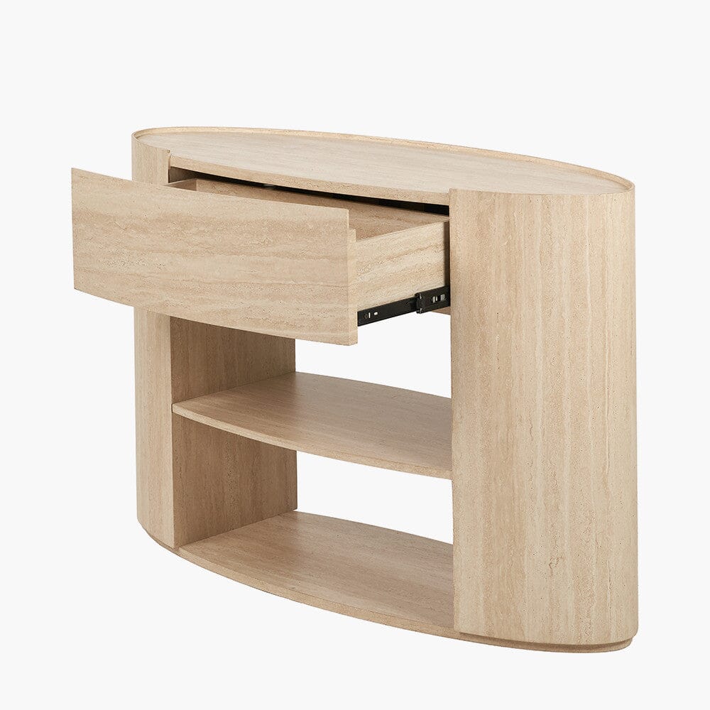 Moxin Travertine Effect 1 Drawer Console Table Furniture