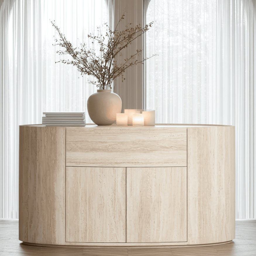 Moxin Travertine Effect 2 Door Sideboard Furniture
