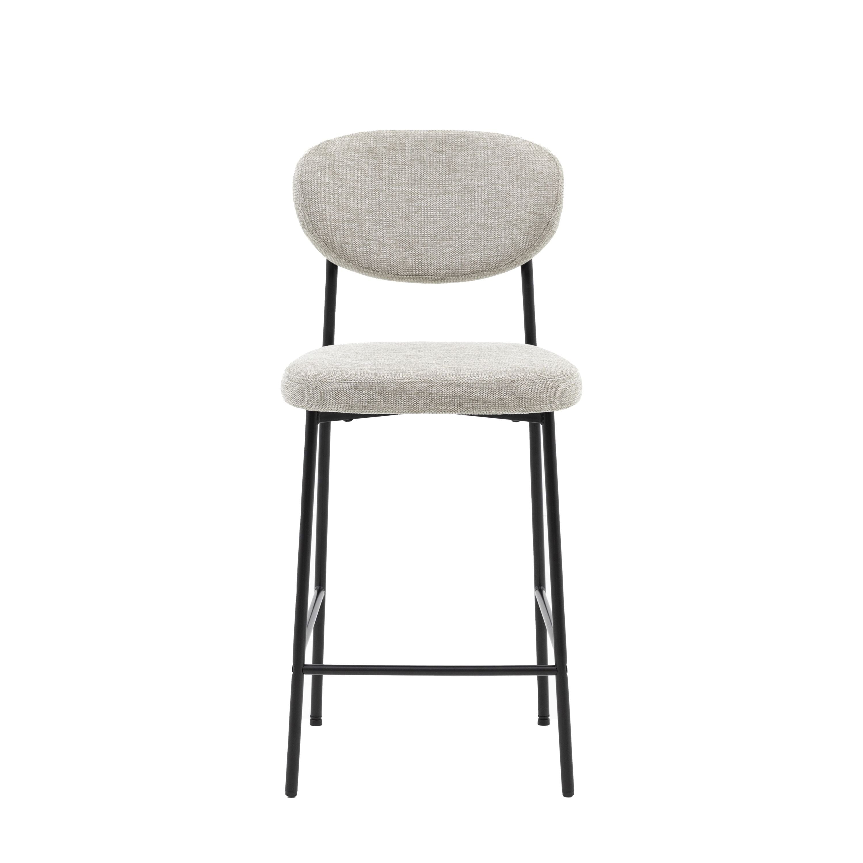 Naomi Natural Upholstered Bar Stool with Black Legs - Set of 2 Furniture