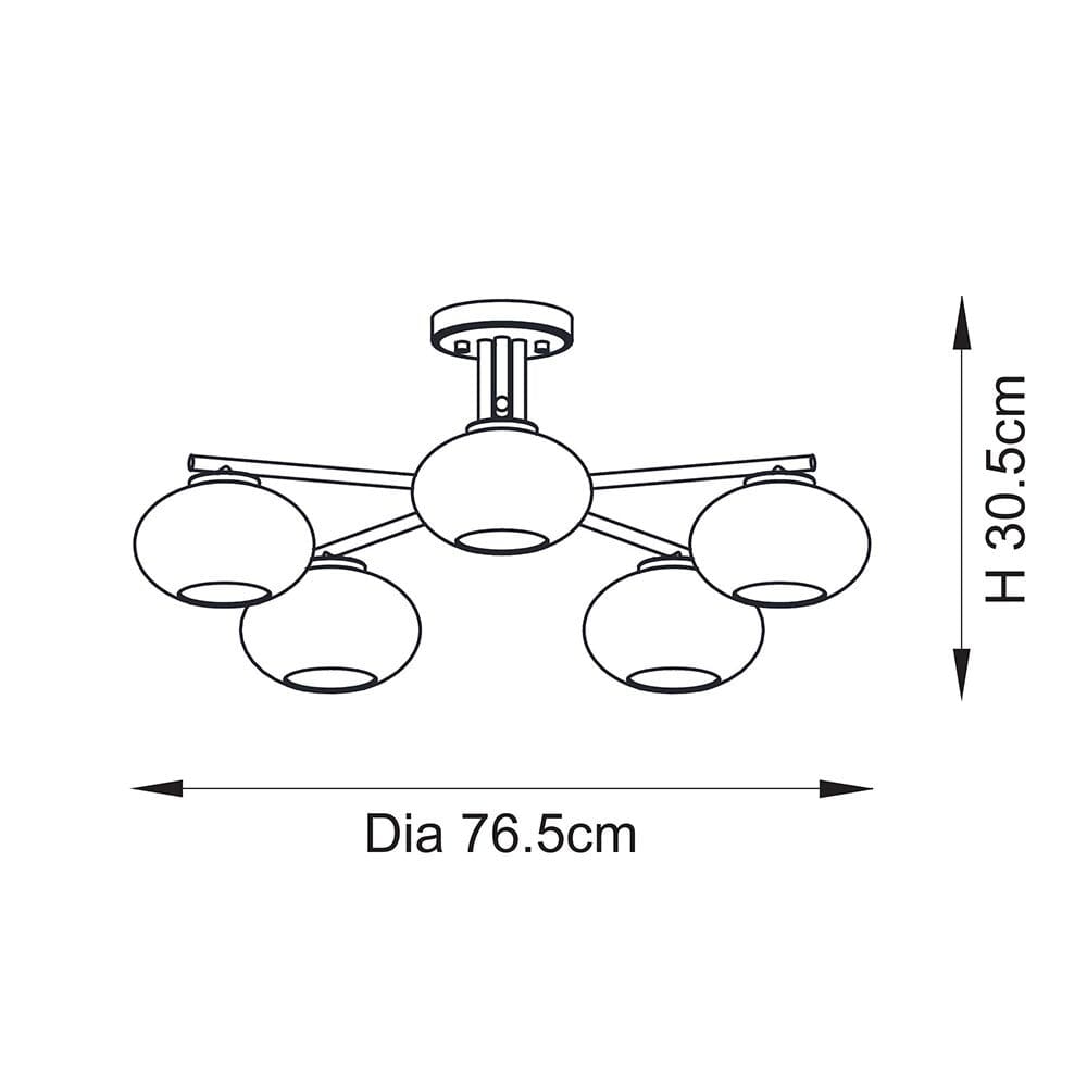 Nayeli Gold & Glass Semi Flush Ceiling Light Lighting
