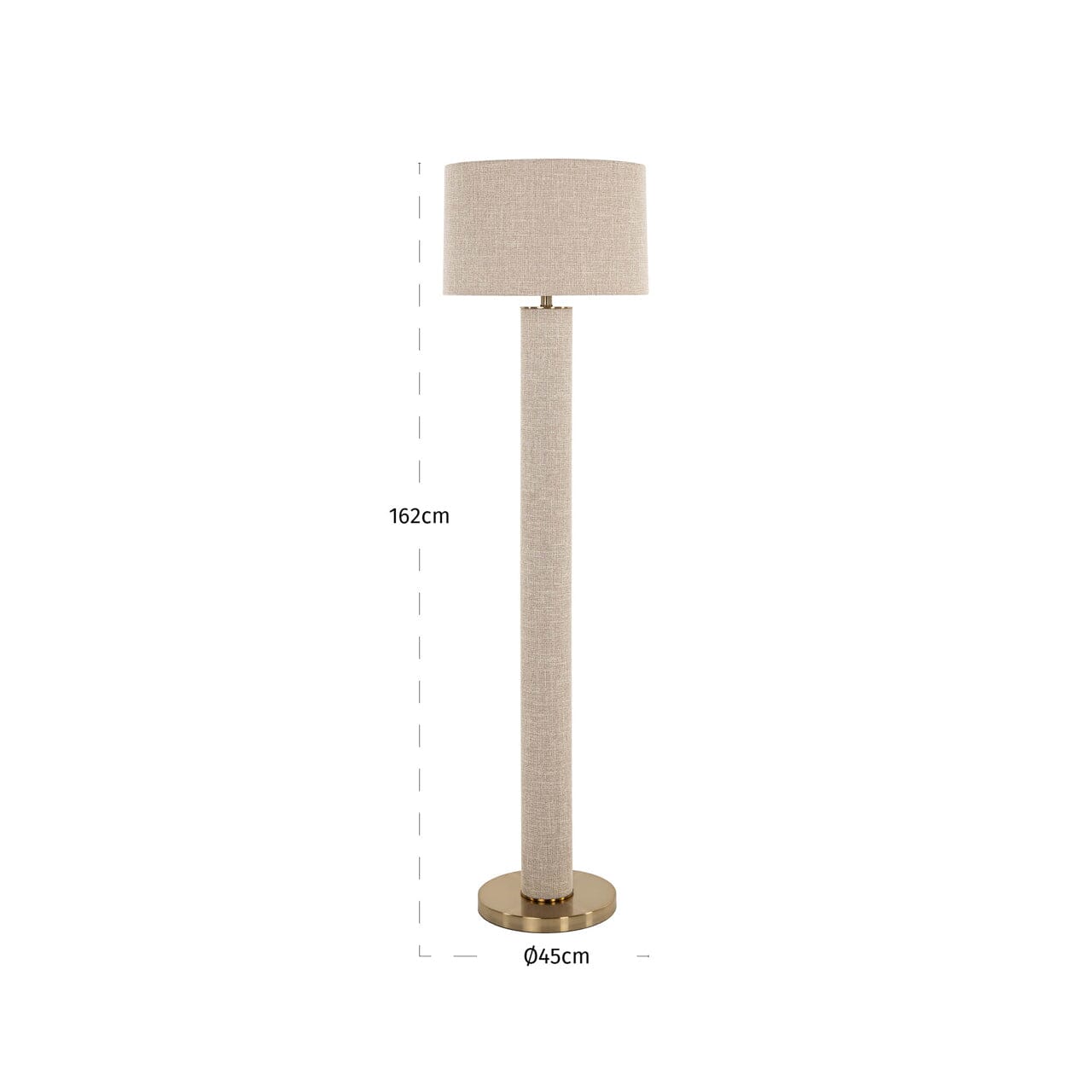 Nerisse Beige Linen Fabric Floor Standing Lamp with Gold Base Lighting