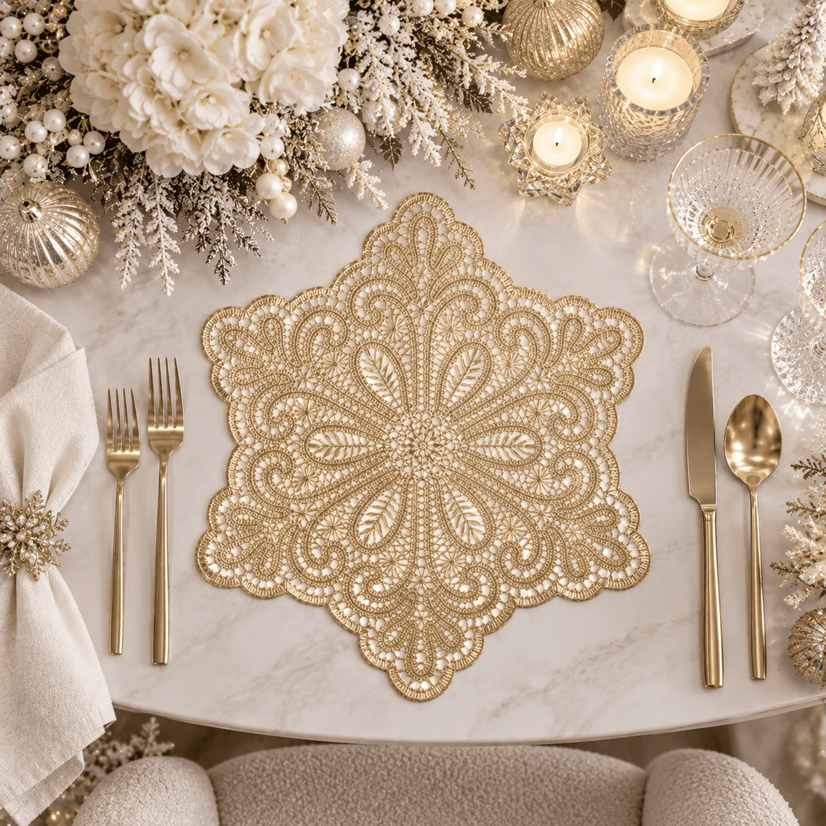 Noella Gold Snowflake Placemat Accessories
