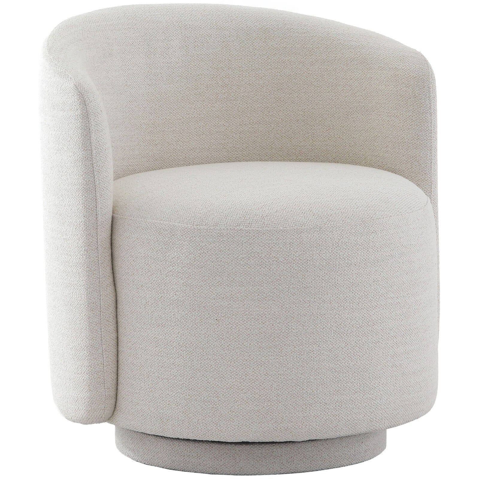 Noto Beige Woven Rounded Swivel Accent Chair Furniture