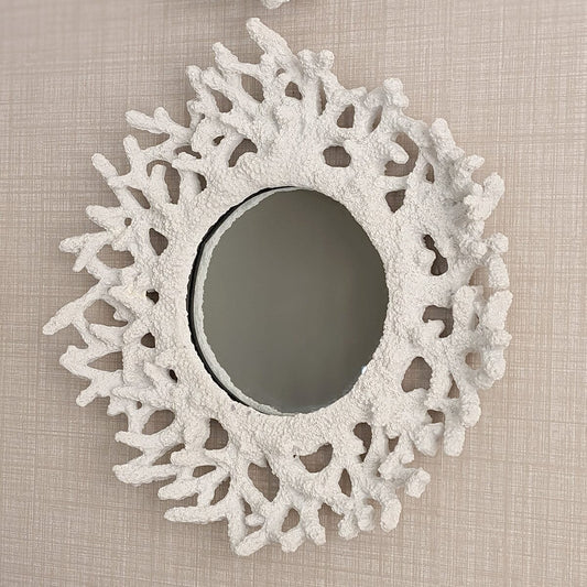 Nouveau White Faux Coral Decorative Wall Mirror Accessories
