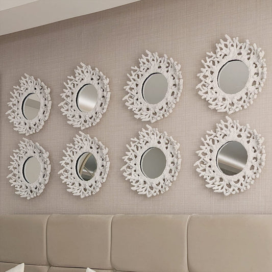 Nouveau White Faux Coral Decorative Wall Mirror Accessories