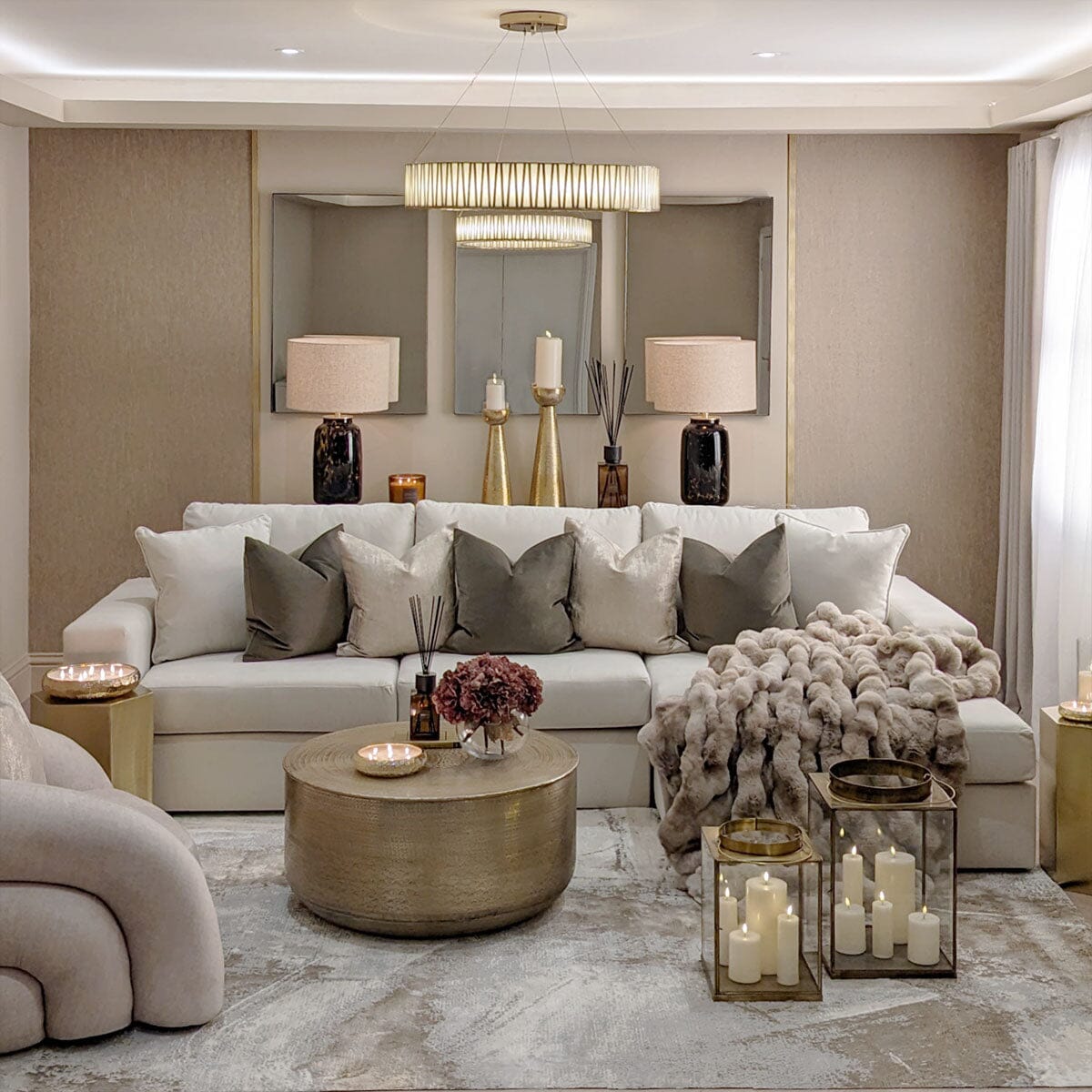 Olivia Premium Cream Sofa Range without Studs MTO Sofa
