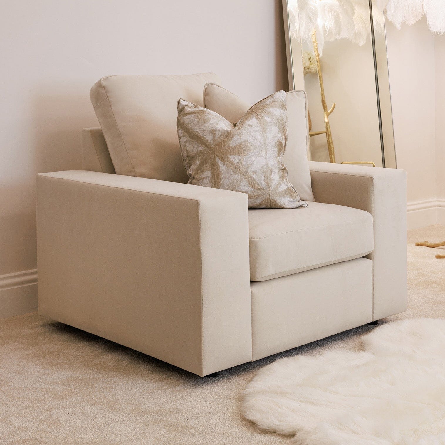 Olivia Premium Cream Sofa Range without Studs MTO Sofa