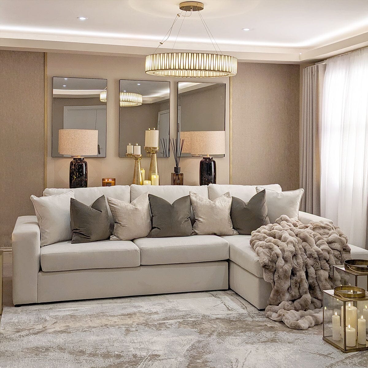 Olivia Premium Cream Sofa Range without Studs MTO Sofa