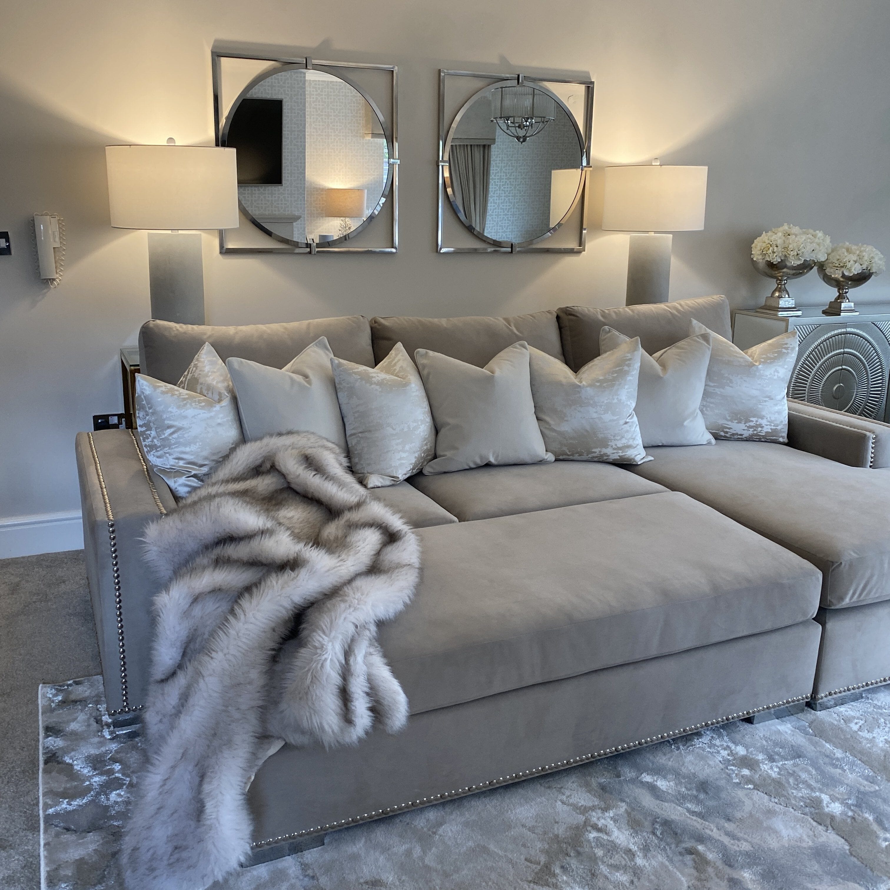 Olivia Premium Mink Sofa Range with Studs Sofa