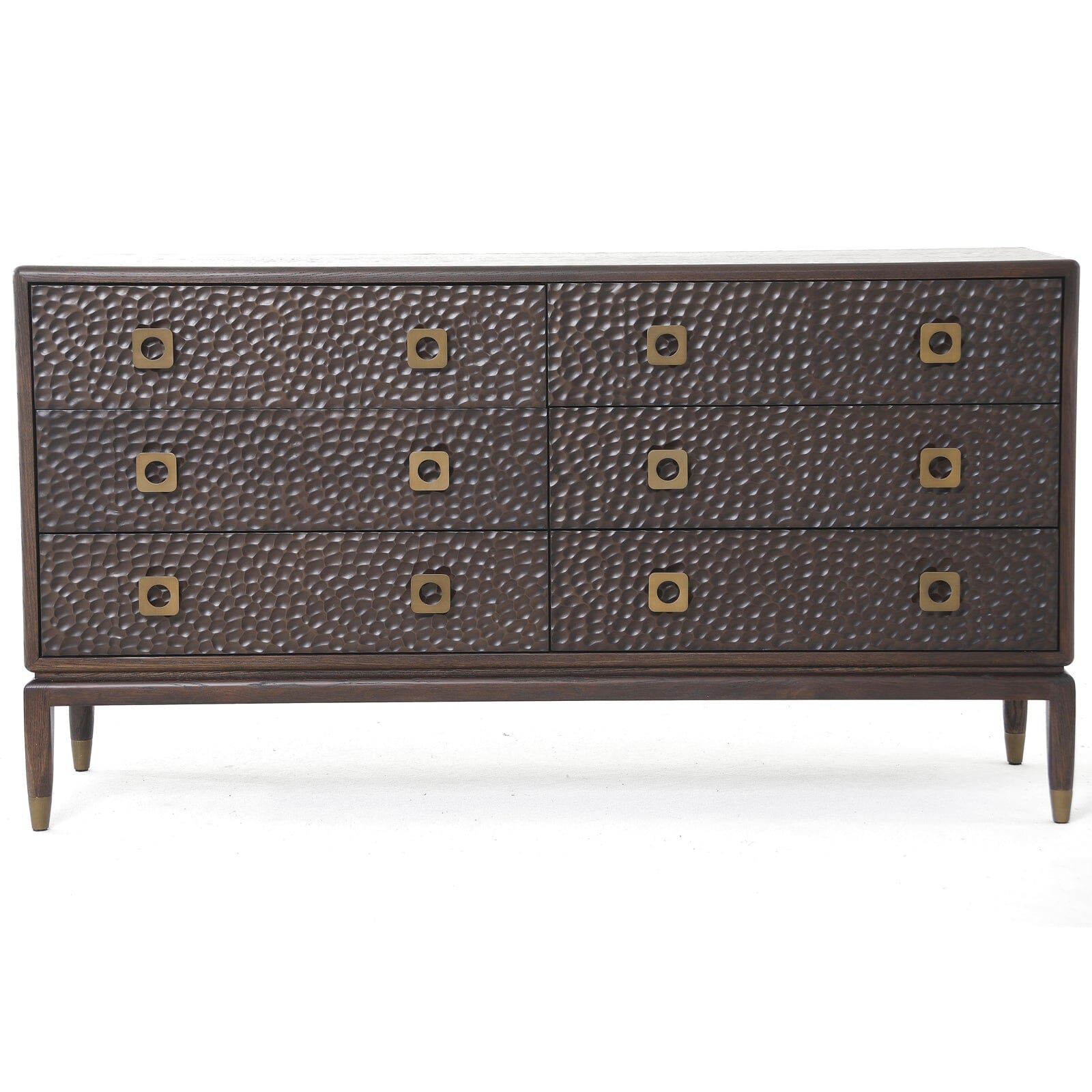 Osmund Dark Hammered Oak Effect 6 Drawer Chest Furniture