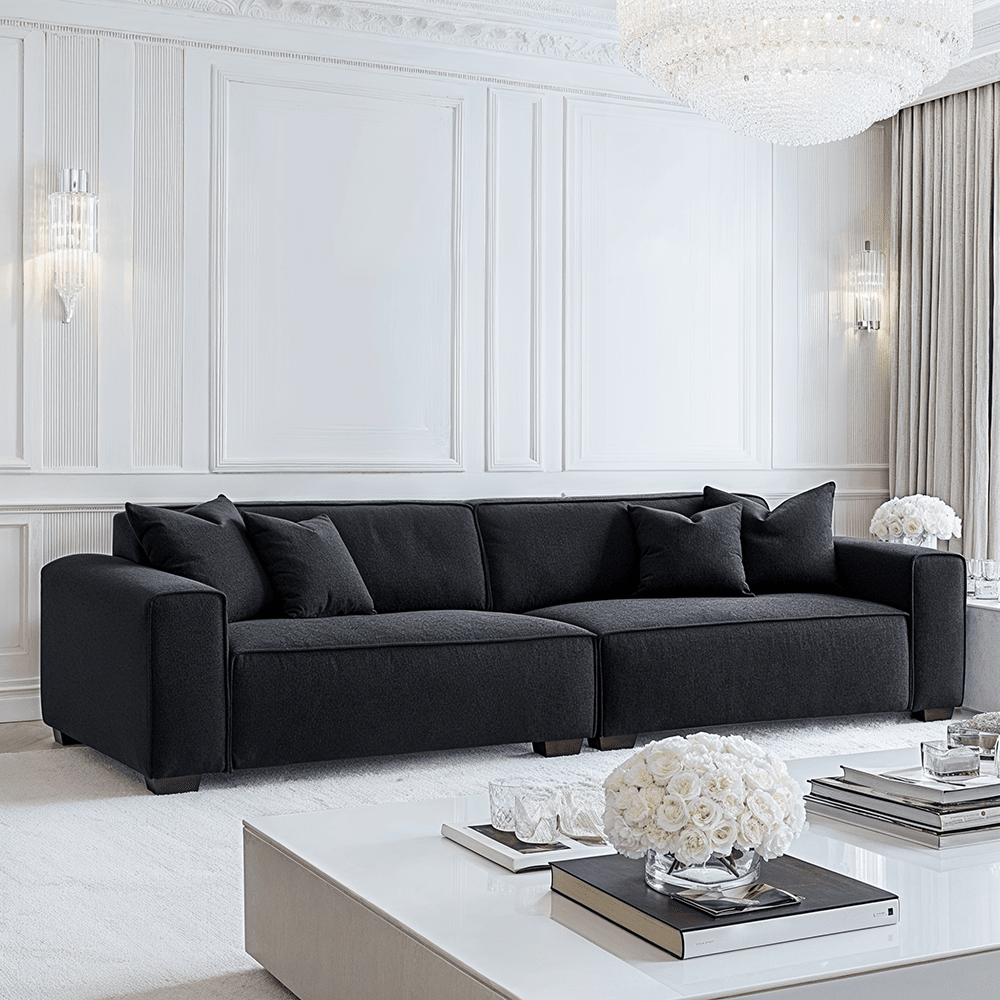 Ottilie Charcoal Boucle 4 Seater Sofa with Footstool Sofa
