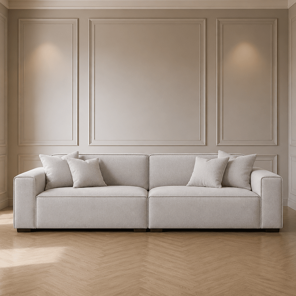 Ottilie Pebble Boucle 4 Seater Sofa with Footstool Sofa