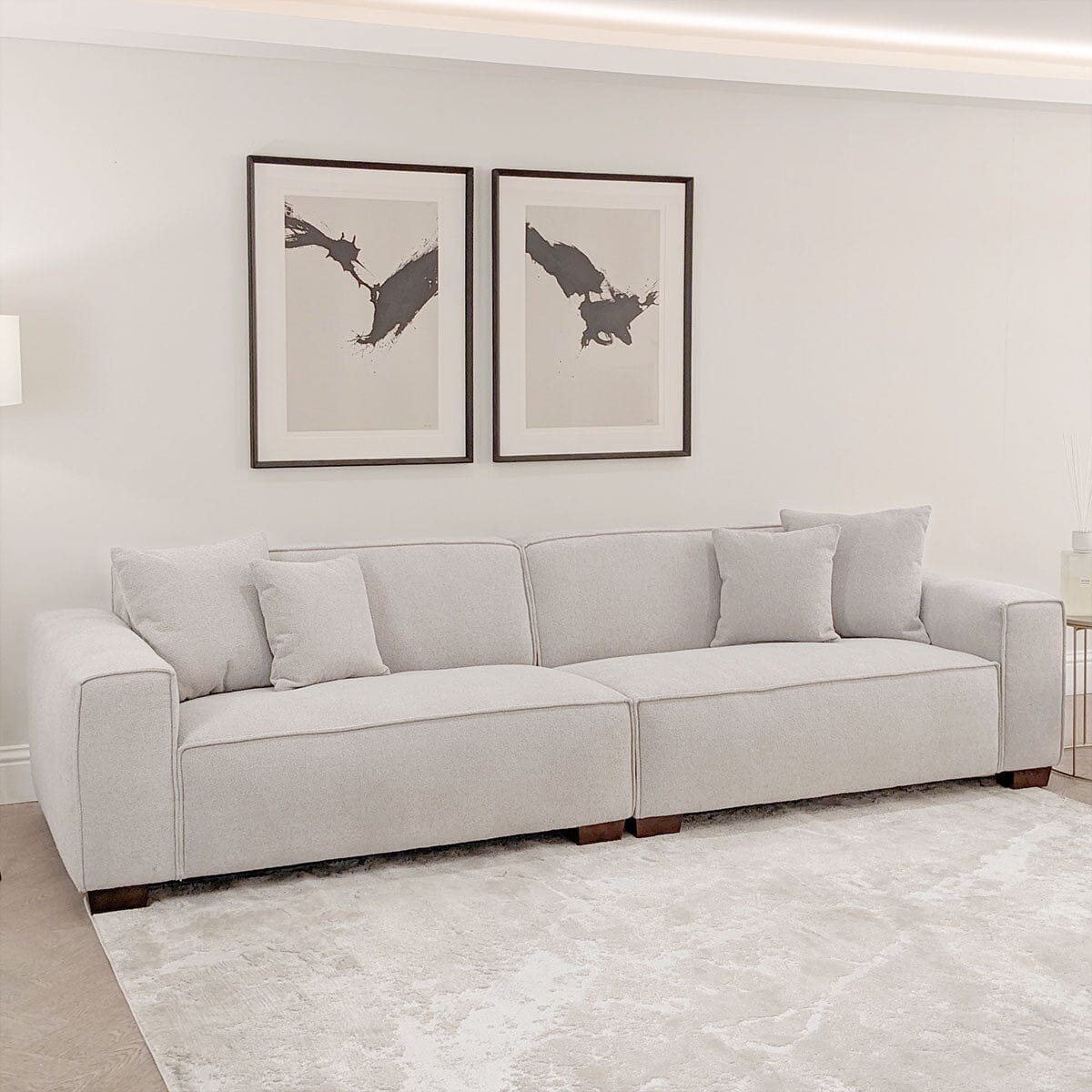 Ottilie Pebble Boucle 4 Seater Sofa with Footstool Sofa
