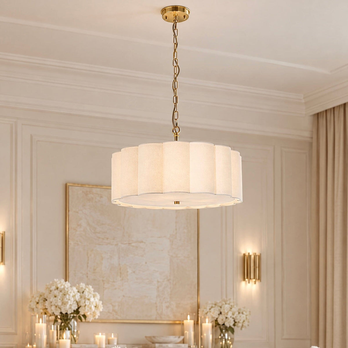 Pandora Cream & Gold 3 Light Pendant Ceiling Light Lighting