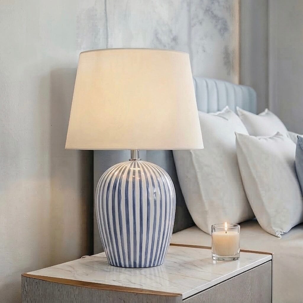Panna Blue & White Striped Table Lamp Lighting