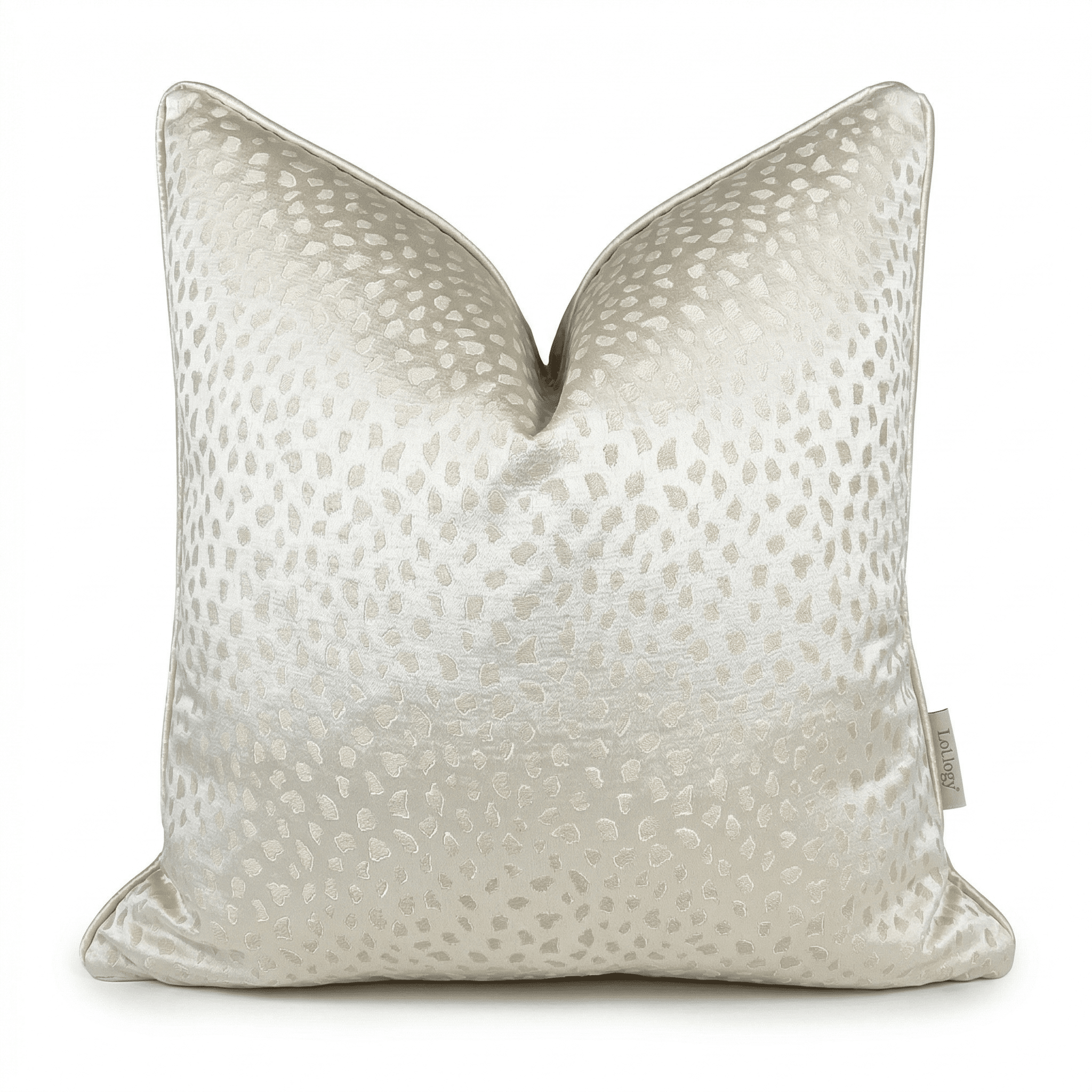 Panthera Ivory Cushion with Satin Pipe- 50x50cm