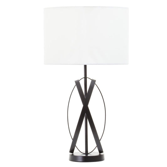 Pasadena Black Cross Base Table Lamp with White Linen Shade Lighting