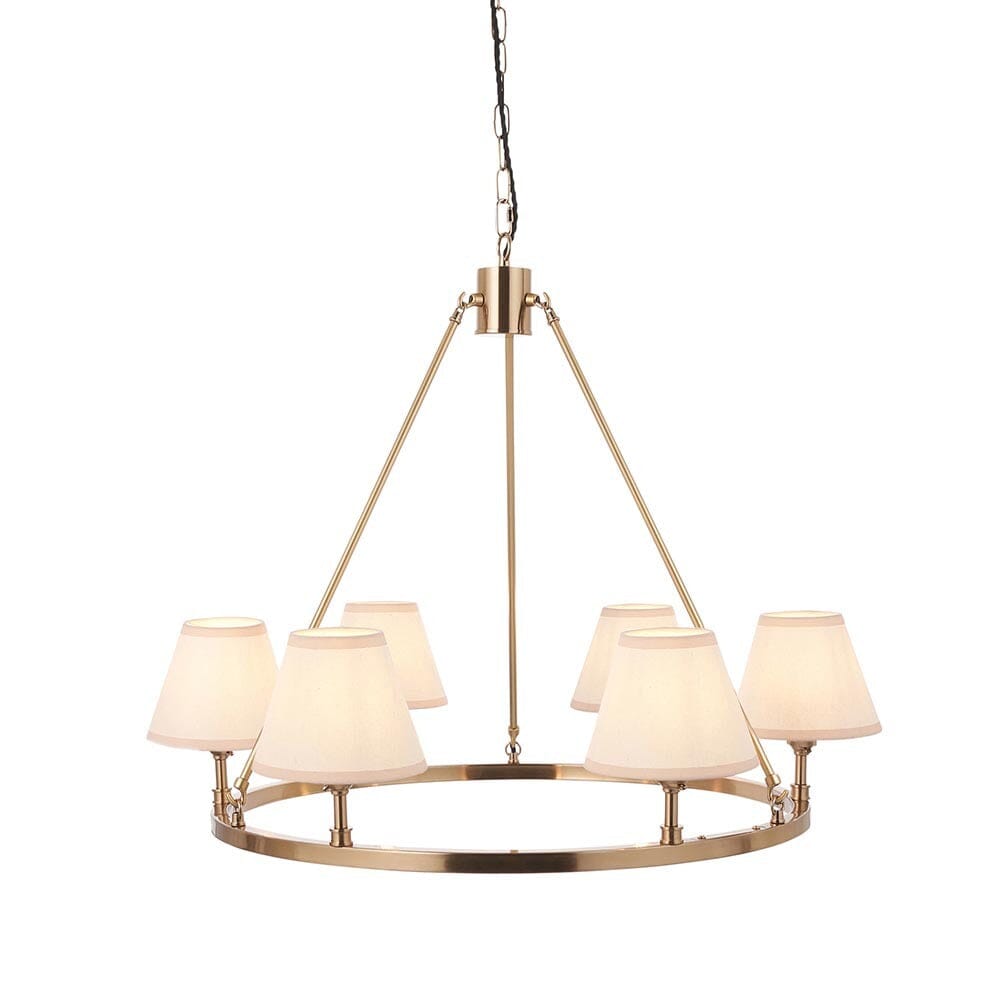 Payton Brass 6 Light Round Pendant Ceiling Light Lighting