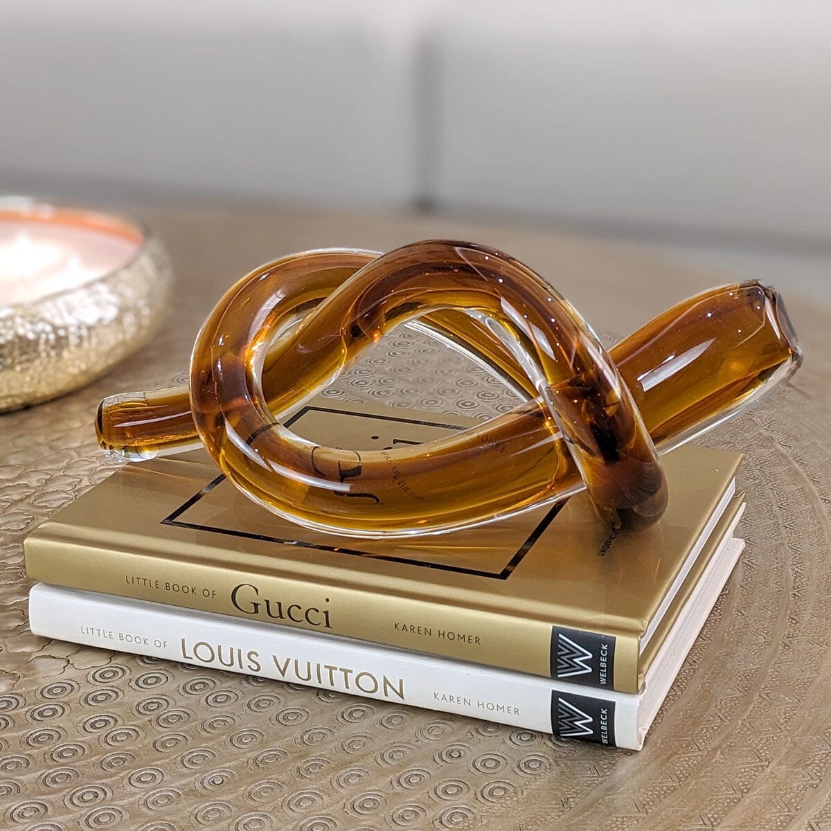 Penelope Amber Twisted Glass Knot Decorative Ornament Accessories