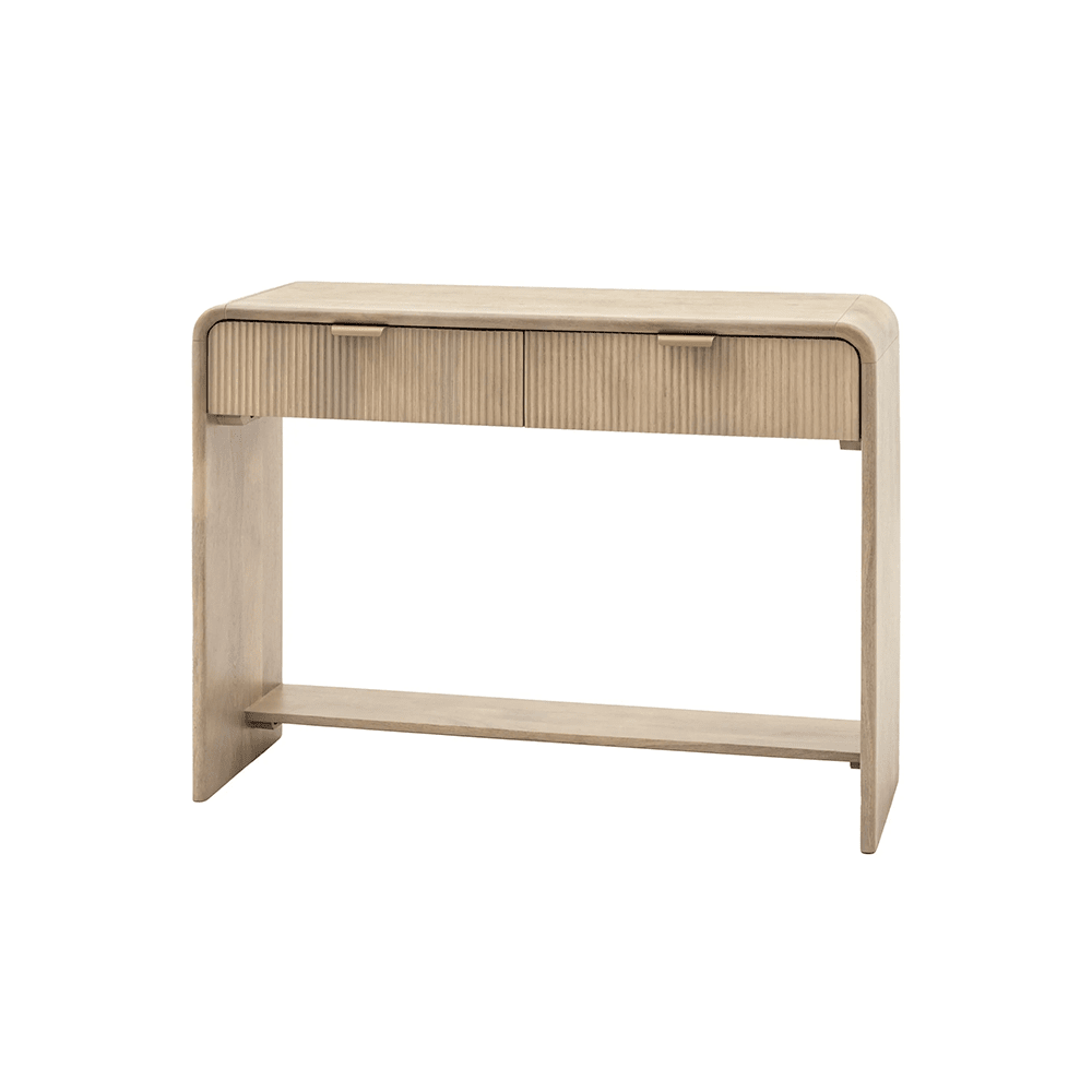 Penelope Luxury Ribbed Wooden 2 Drawer Console Table Furniture