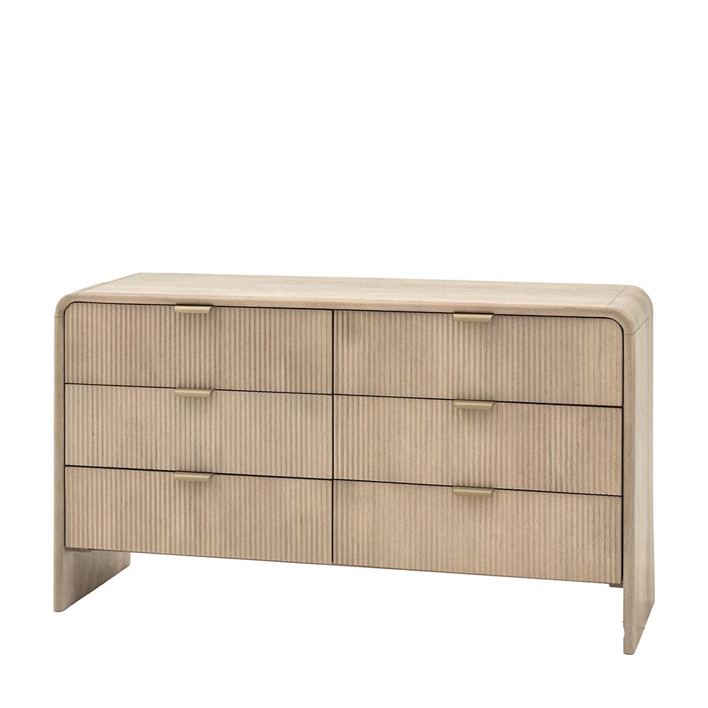 Penelope Luxury Ribbed Wooden 6 Drawer Chest Furniture