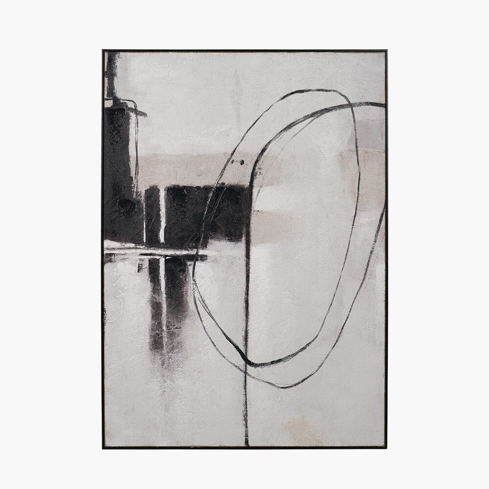 Phoebe Monochrome Abstract Canvas Wall Art with Black Frame Accessories
