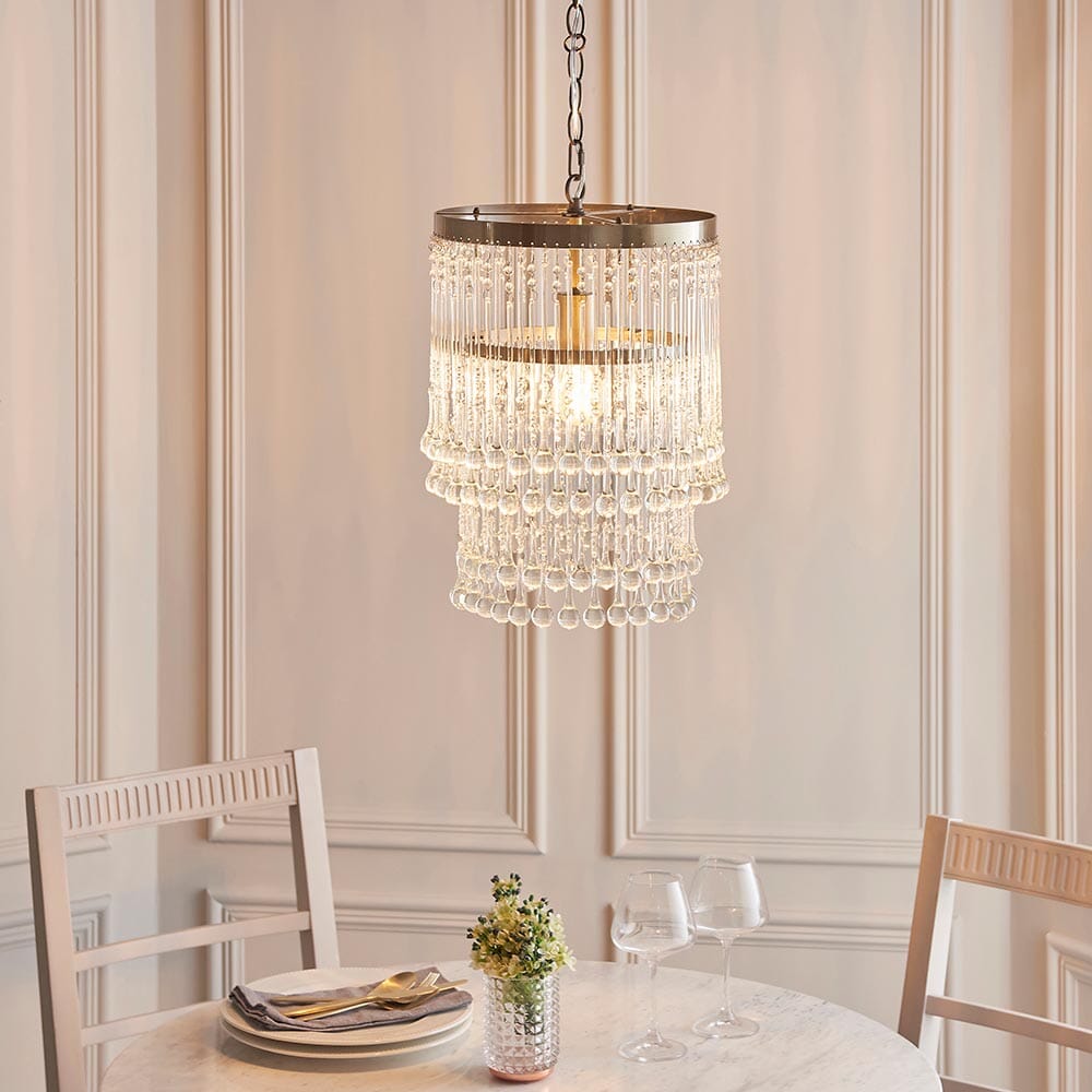 Pippa Antique Brass & Clear Glass Droplet Pendant Ceiling Light Lighting