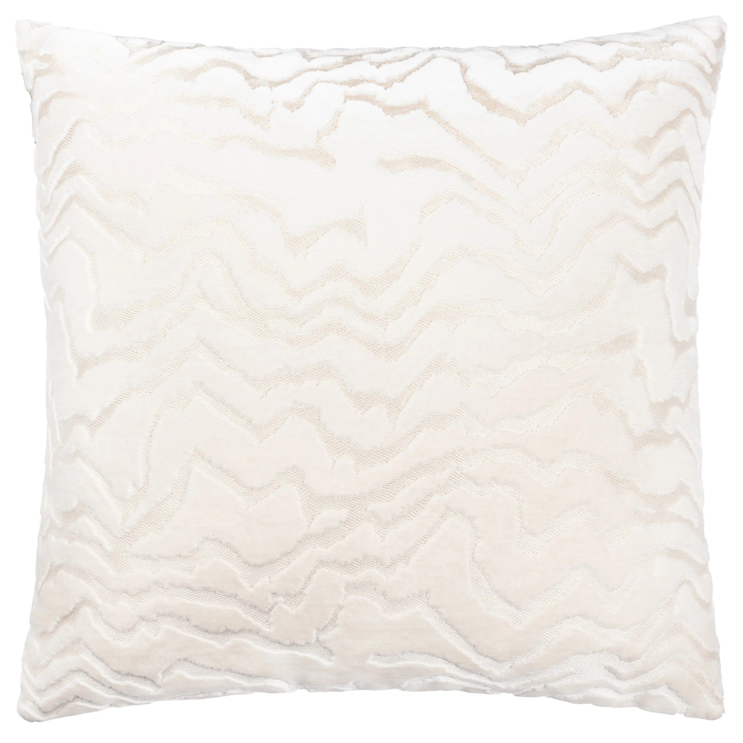 Polter White Velvet Pattern Feather Filled Cushion - 50x50cm