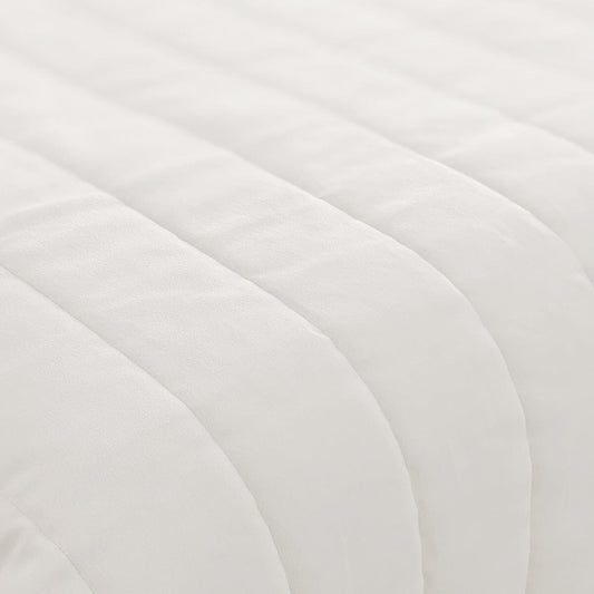 Porcelain White Velvet Luxury Channelled Bedspread Textiles