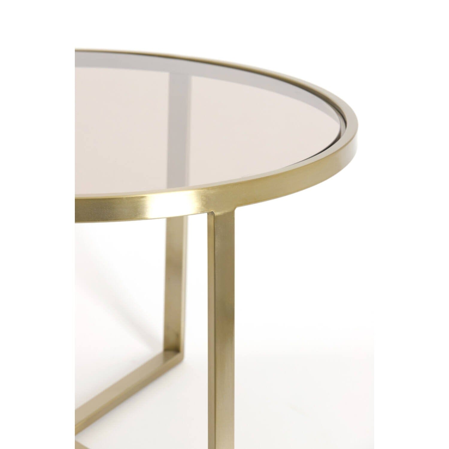 Praiano Light Gold & Glass Round Coffee Tables - Set of 2 Furniture