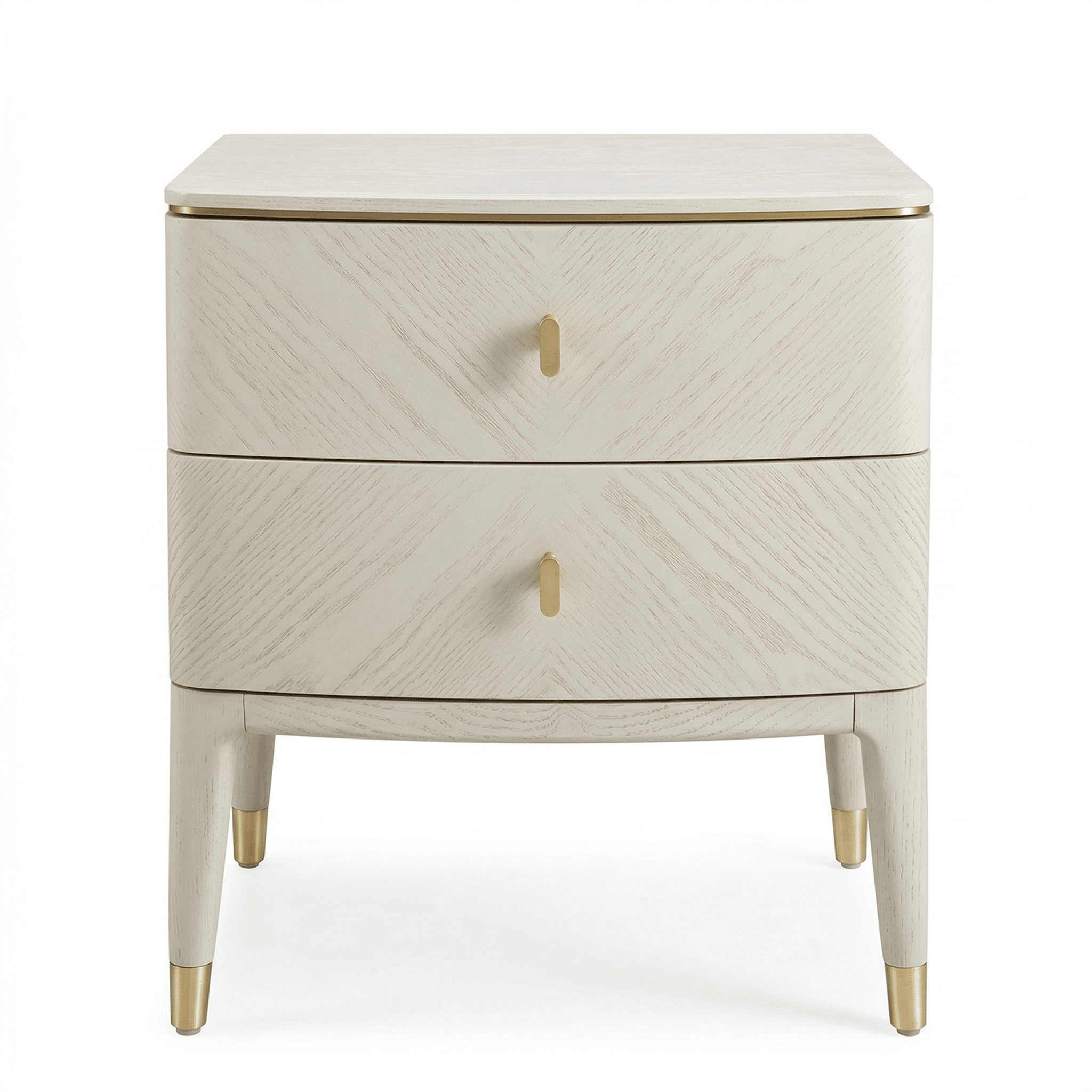 Putney Ivory & Gold 2 Drawer Bedside Table Furniture