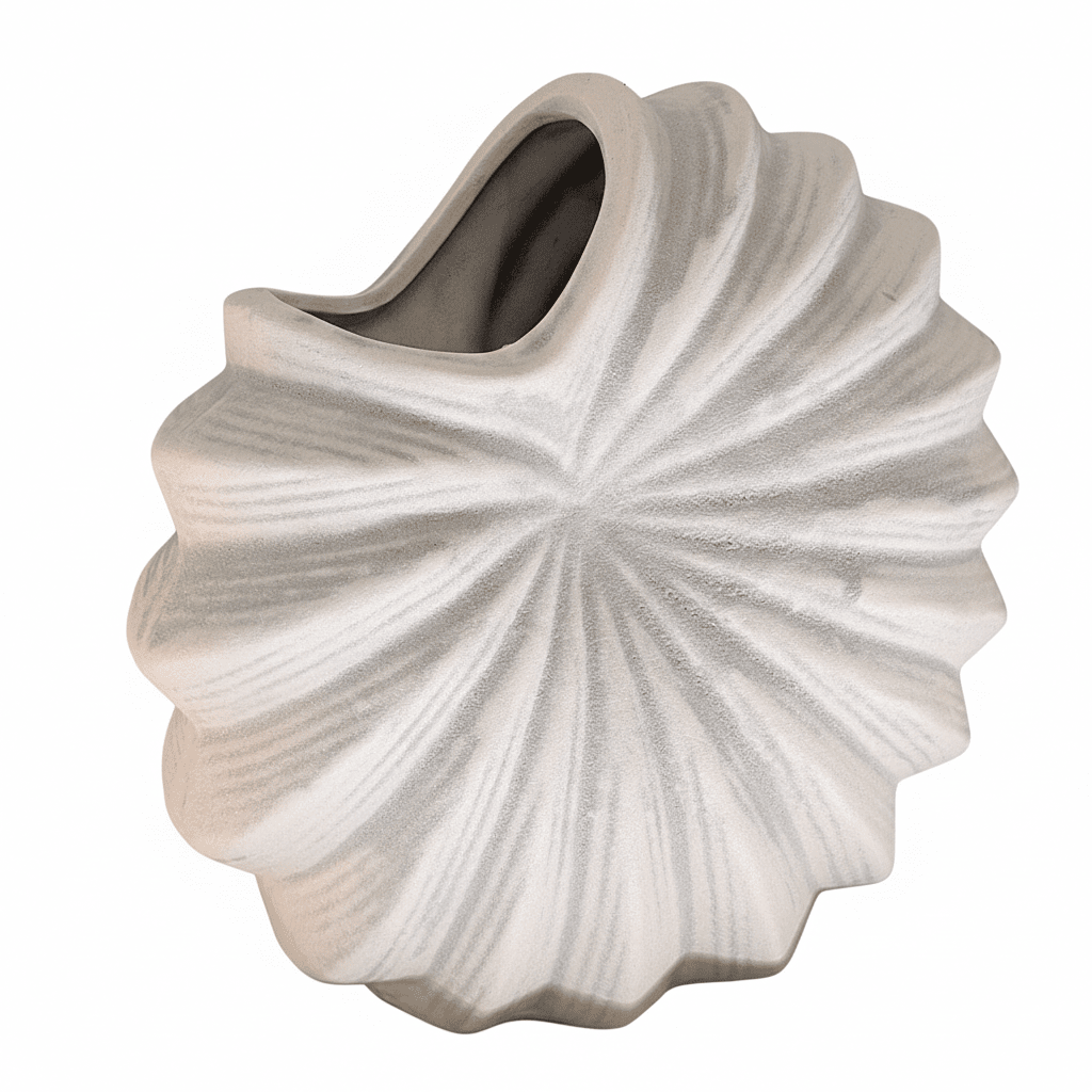 Renew White Textured Shell Decorative Vase Accessories