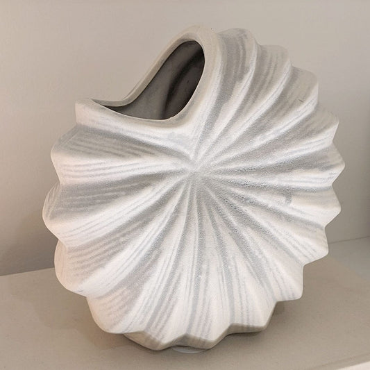 Renew White Textured Shell Decorative Vase Accessories